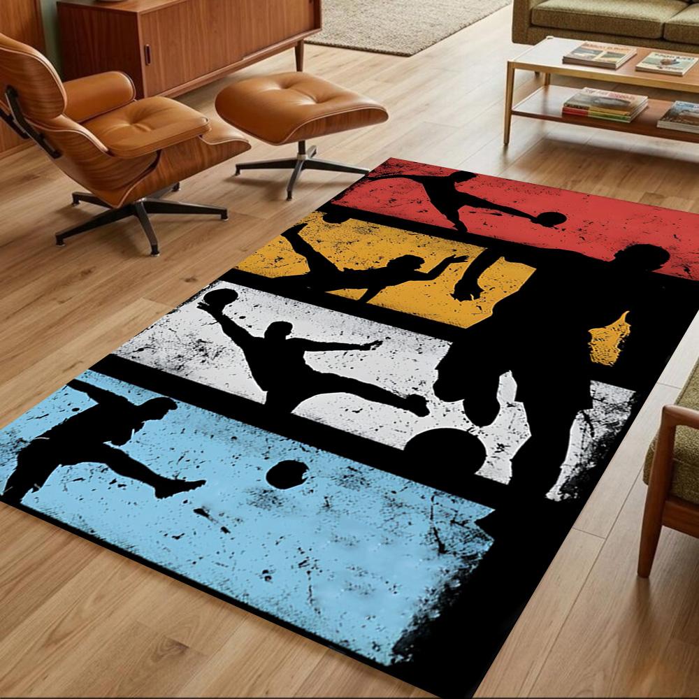 Soccer Field Strategy Sketch Decorative Area Rug Compact Foldable Construction Non-slip Bottom All-season Home Use Elegant Luxury Rug