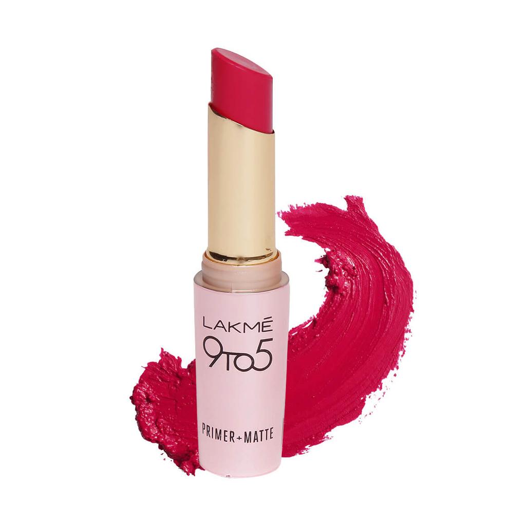 Primer + Matte Lipstick Raspberry Signal (3.6 G), Primer + Matte Lipstick Crimson Cue Lakme