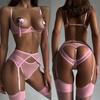 Сексуальный Эротический Комплект Открытый Бюстгальтер + Трусики с Открытой Спиной Комплект Нижнего Белья Чувственное Интимное Женское Сексуальный Комплект с Подвязками Кисточки Комплект Нижнего Белья