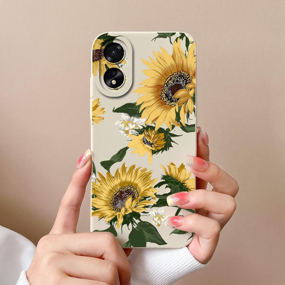 For OPPO A2 A38 A58 A78 A79 Realme 11 Pro Plus Phone Case Cute Fashion High Quality Sunflower Butterfly Matte Liquid Silicone For OPPO Phone Bumper