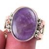 Natural Tiffany Stone Gemstone 925 Sterling Silver Two Tone Ring Size 10 E4A44