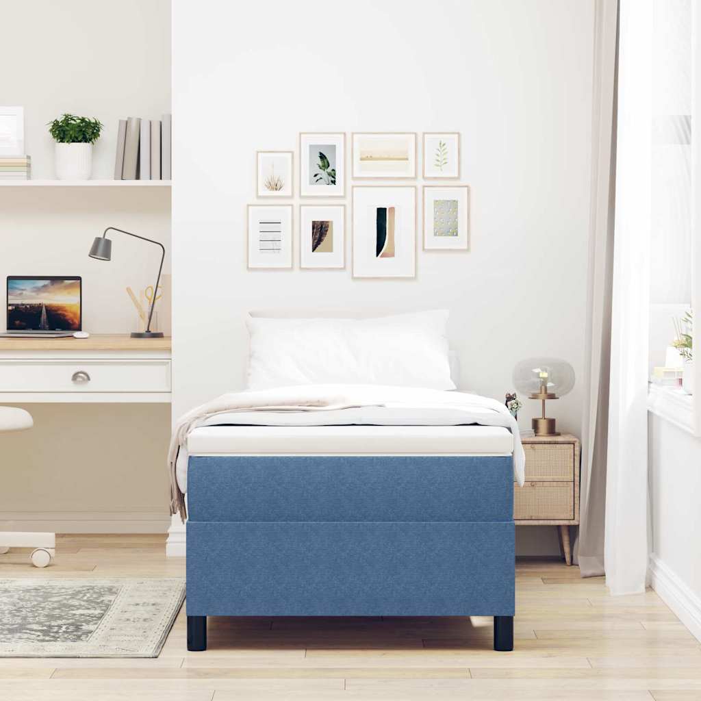 Box Spring Bed Blue and White 80 x 200 cm Cord Fabric