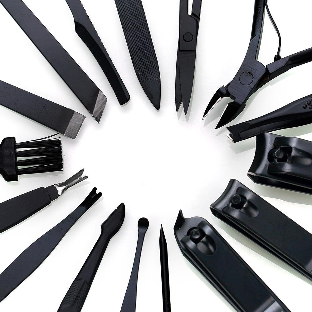 Professional 16pcs Stainless Steel Manicure Pedicure Tool Set Custom Logo Luxury Nail Clippers Kit Grooming Nail Cutter Set