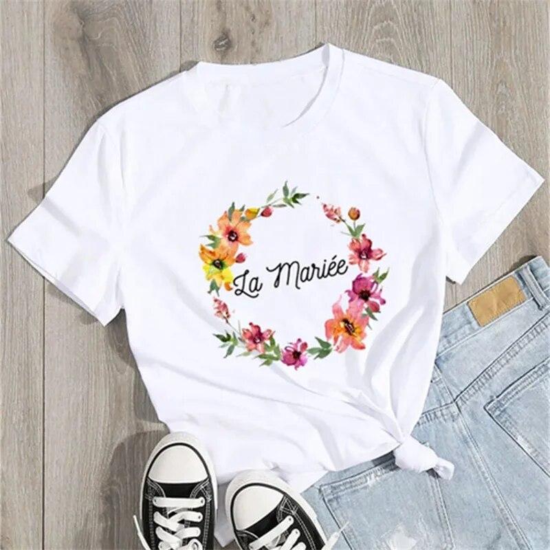 Team Bride Women Tshirts EVJF To Be Squad La Mariee Hen Party Bachelorette France Girl Wedding FeUnisex Tops Tees