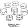 8PCS Retro Multi-layer Cross-opening Twist Joint Stackable Rings Set Jewelry Gift for Women Fashion Finger Rings