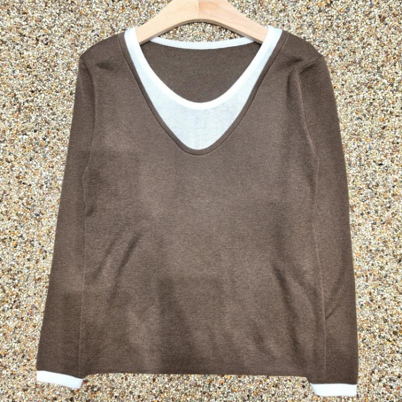 Shop   Women S Layered midSeaSon Long Sleeve Knit Tee Black 21dS Wkn260095