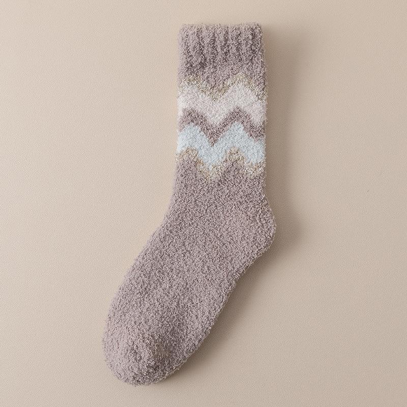 Носки Coral Velvet женские осенне-зимние толстые носки средней длины волнистые носки теплые носки-полуноски