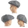 Spring Summer Men Octagonal Herringbon Beret  Newsboy Cap Retro British Style Flat Caps Breathable Berets