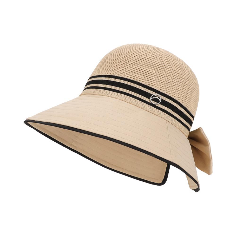 Weave Bow Fisherman Hat Large Bow Sunscreen Bucket Hat Elegant Women Sun Hat  Riding