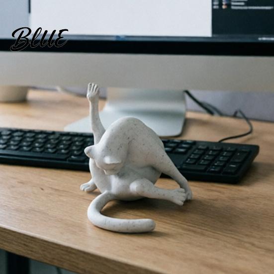 Игривая кошка, фигурка из смолы, лижущая попу, забавная статуэтка, коллекционный, причудливая фигурка котенка для полки, декора стола, подарок, для любителей, на новоселье