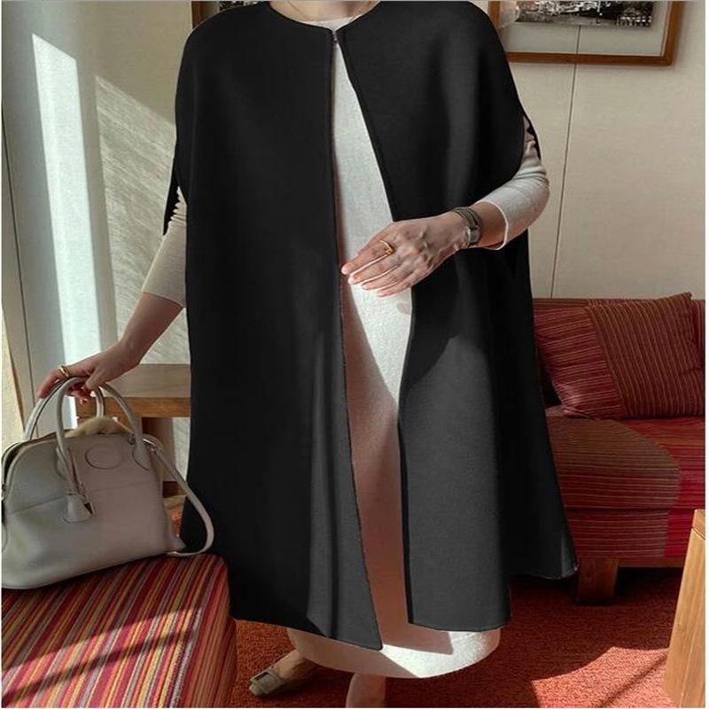 Женское пальто, шерстяной кардиган без рукавов средней длины с круглым вырезом