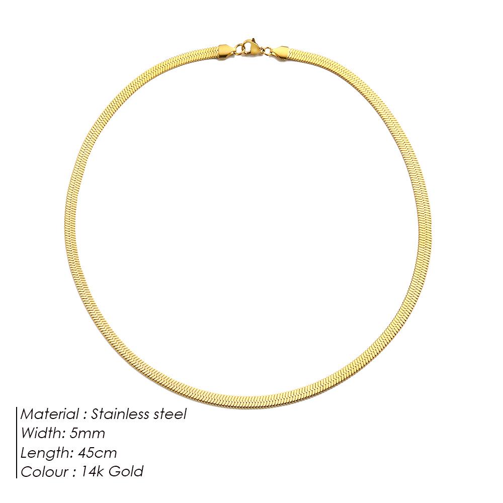 Ожерелье-цепочка eManco из высококачественной титановой стали в виде змеиной кости, ожерелье на ключицу шириной 5 мм, не выцветает, простой стиль.