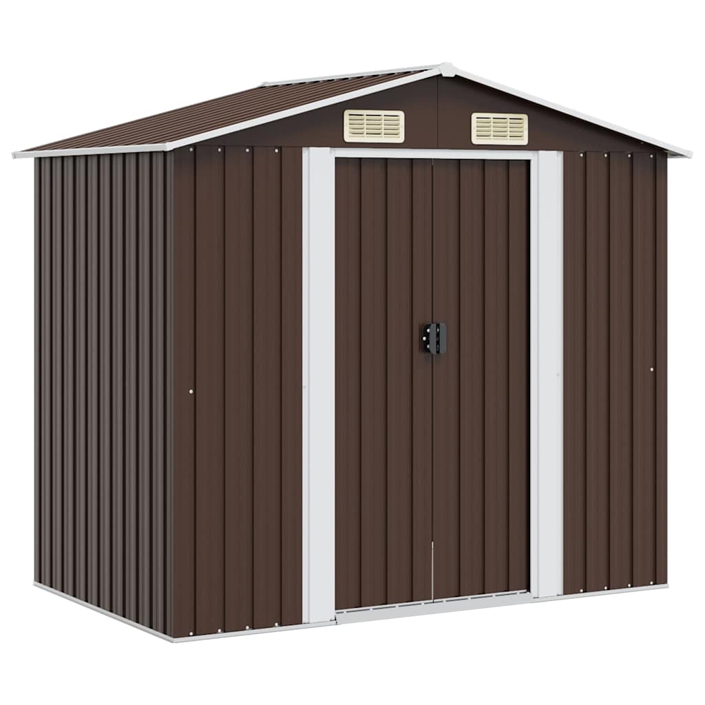 Garden Shed Brown 204x132x186 cm Steel