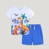 Summer Infants Clothing Boys Knitted Cotton Tshirt and Shorts Suit Children Cartoon Dinosaur Print Short Sleeve Pullover 2-piece Set