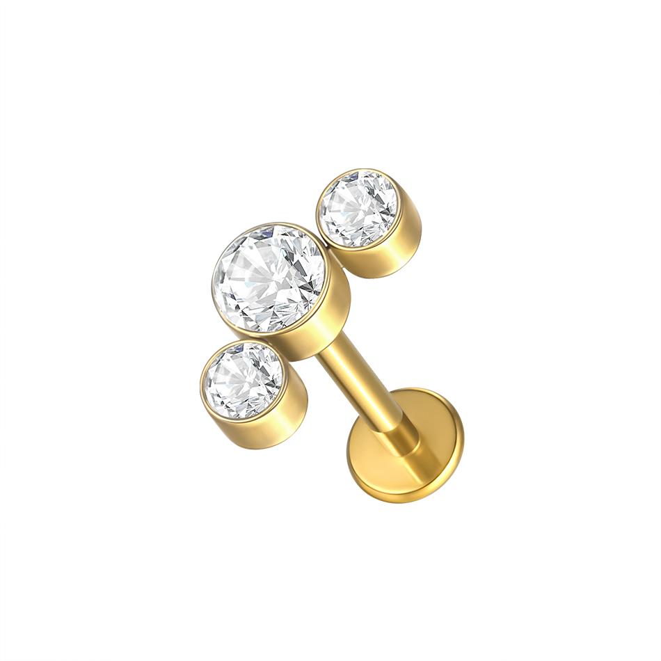 1 шт. Серьга-гвоздик из титана имплантатного качества с цирконием, с внутренней резьбой, Звезда, Лабрет, Пирсинг губы, Монро, Хеликс, Козелок, Пирсинг, Украшение