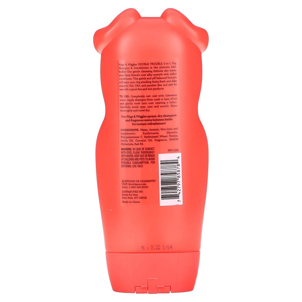 Wags & Wiggles Шампунь и кондиционер 2-в-1 Double Trouble, Дикий арбуз, 473 мл (16 жидких унций)