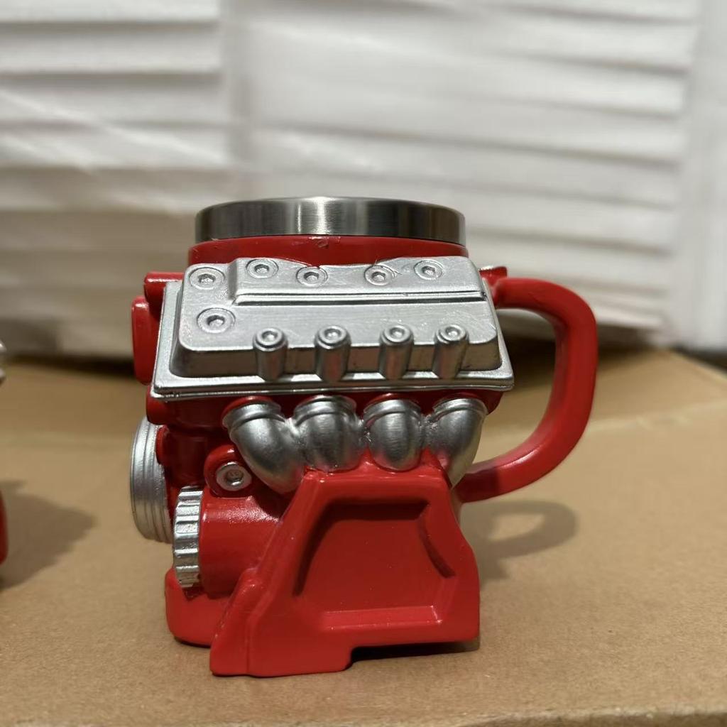 Кружка 3D из нержавеющей стали с изображением двигателя V8Кружка из смолы с изображением двигателя V8