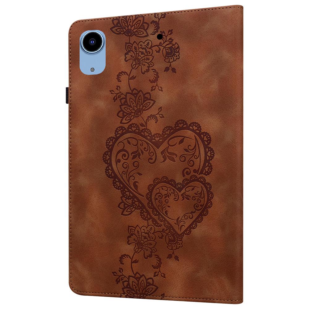 Leather Case For iPad 10.2 (2021)/(2020)/(2019)/Air 10.5 inch (2019) Heart Imprint Foldable Stand Card Slot Stylus Holder Tablet Cover