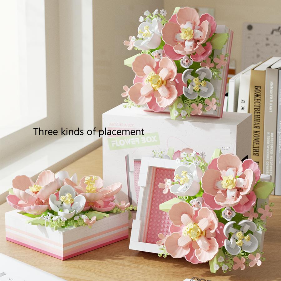 Non-Toxic Creative Artificial Flower Picture Frame Building Blocks Plastic Flowers Bricks Diy Art Ornament Valentine'S Day Gifts