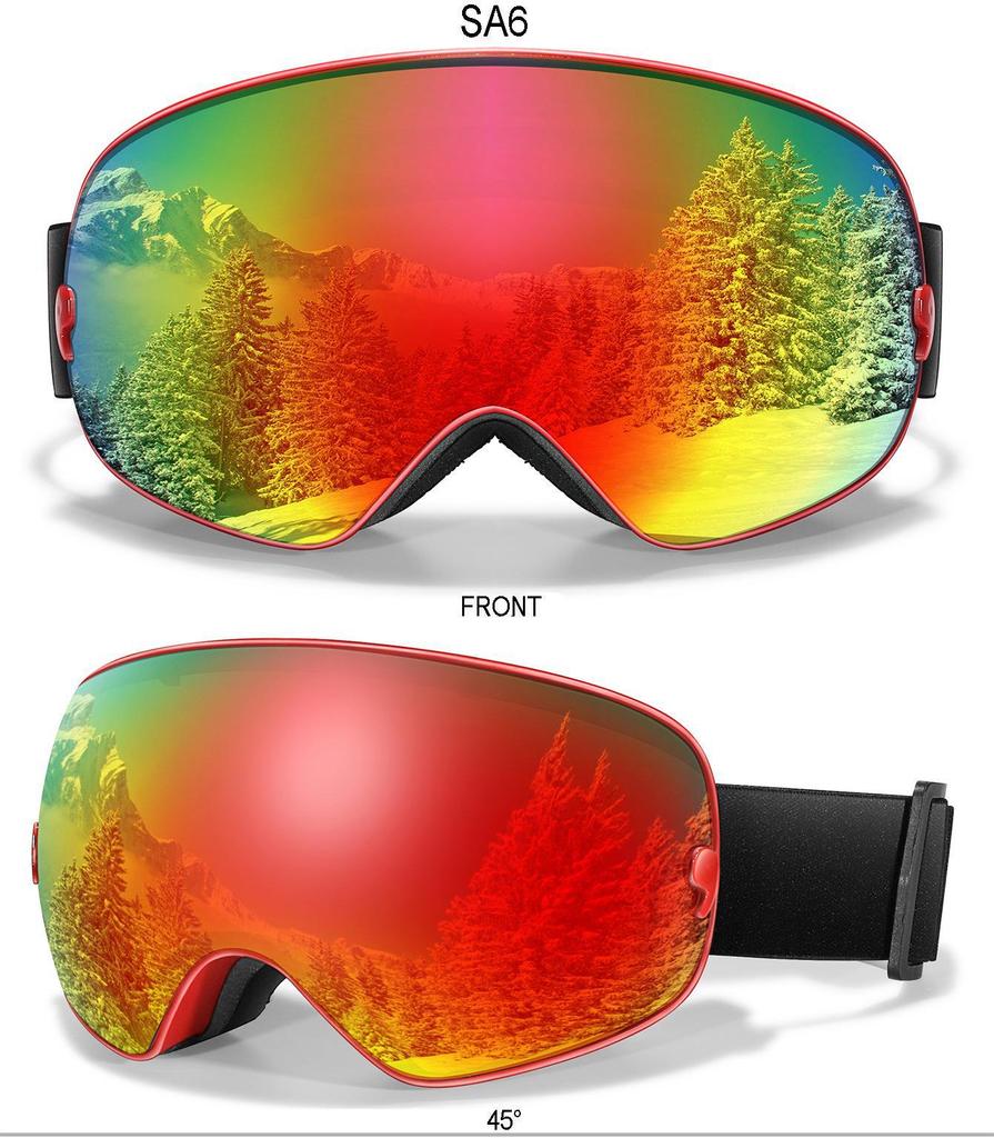 Высококачественные противотуманные горнолыжные очки со сферической линзой в форме запятой