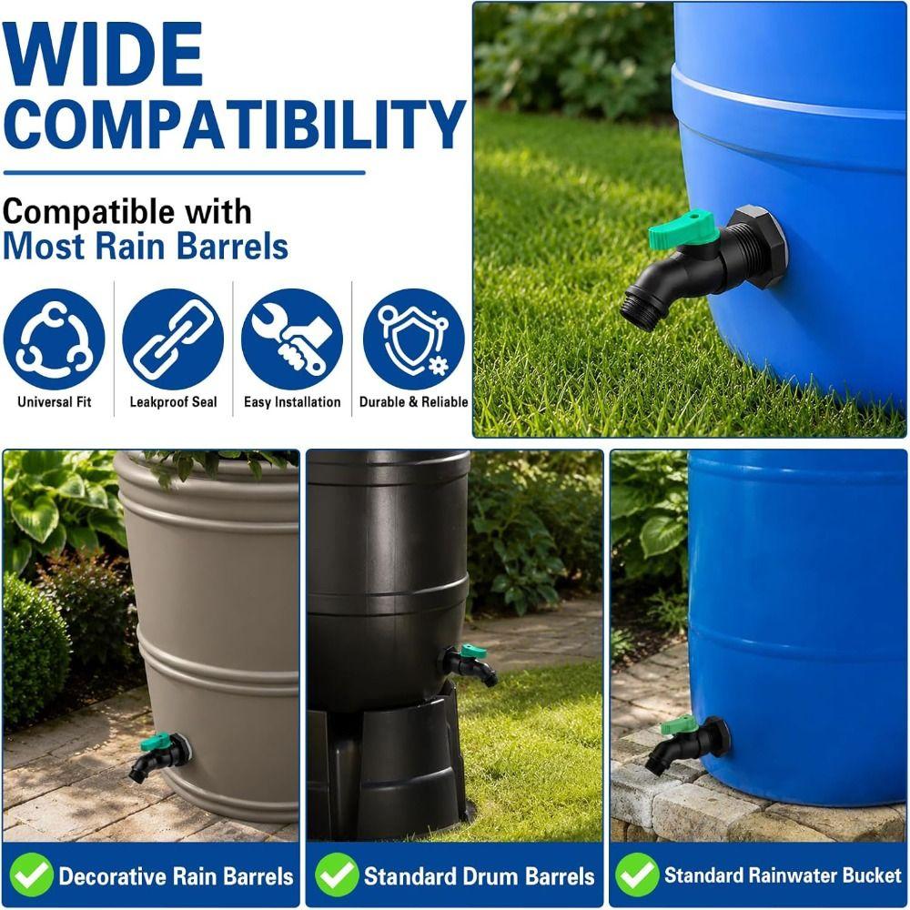 Downspout Collector Rain Barrel Spigot 3/4 GHT Thread Rain Barrel Kit Outdoor Garden