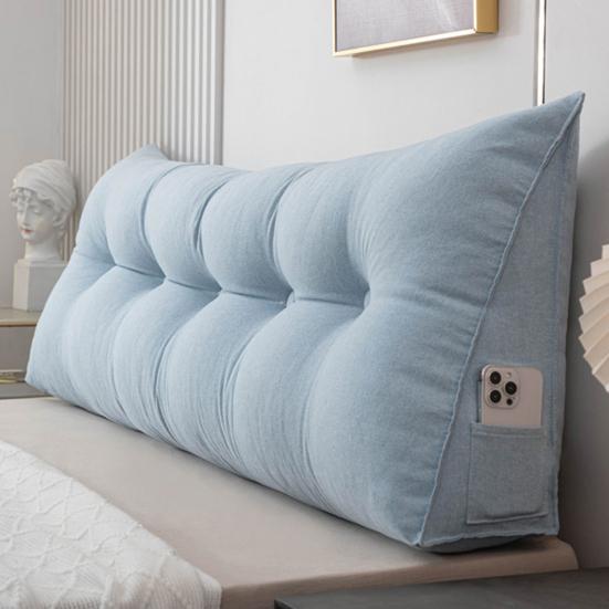 Подушка для изголовья с боковым карманом Льняная Треугольная Подушка-клин для изголовья Подушка-валик для кровати для поддержки плеч, спины, поясницы Общежитие Дом Спальня