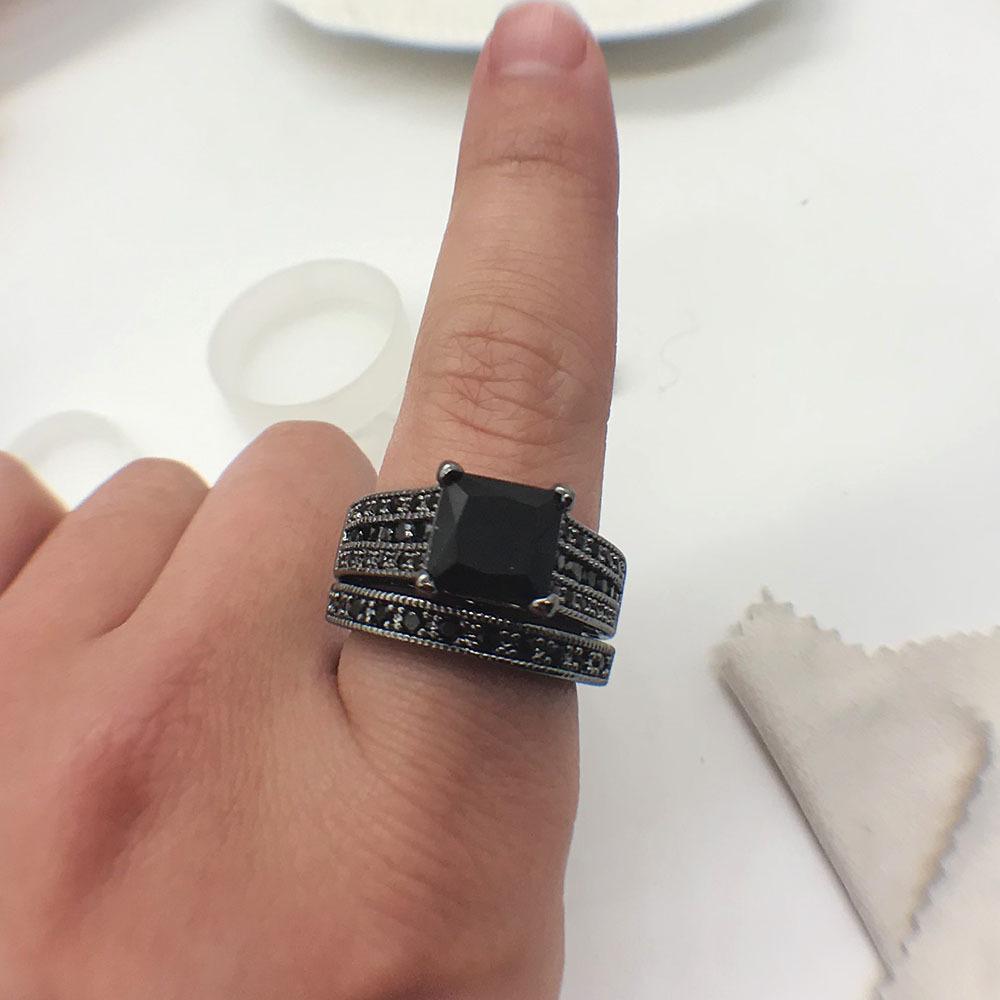 Кольцо из черного золота 14 карат для женщин и мужчин Anillos, чистый обсидиан и драгоценный камень сапфир, серебро 925, гранат, комплект ювелирных колец для женщин