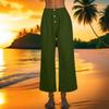 Women's Fashion Loose Casual With Button Elastic Waist Wide Leg Pants Casual Pants
