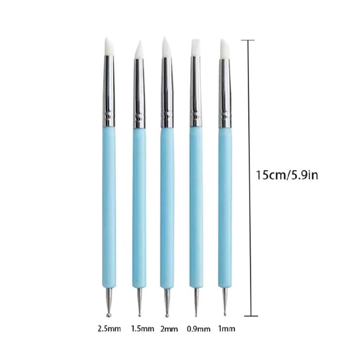 5Pcs Silicone Clay Sculpting Tool Modeling Dotting Tool Pottery Embossing Tool for Rock,Nail,Blending,Drawing,Modeling