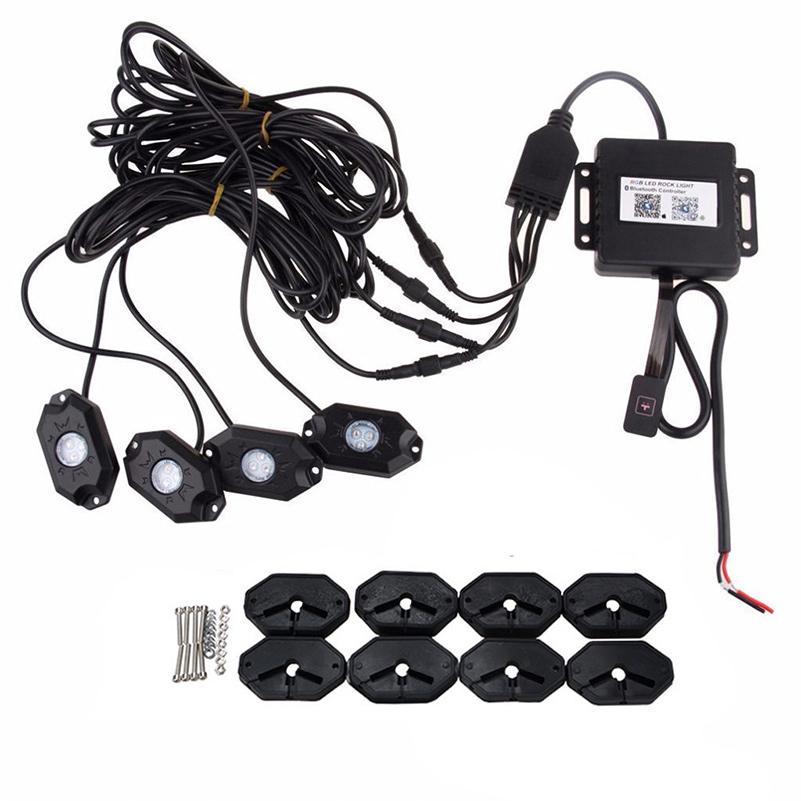 Светодиодные фонари GZDL Rock Lights с беспроводным пультом дистанционного управления Bluetooth Neon Light для внедорожников, квадроциклов