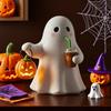 Хэллоуин Ночной светильник-призрак, держащий тыкву, Пьющий призрак, Статуэтка из смолы, Праздничная вечеринка, Дом, Офис, Спальня, Декоративный светильник-призрак