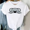 Cute Cartoon Koala Print Ladies T-shirt Panda Girl Animal Clothes Panda Cartoon Stylish Tshirt Top Animal Lovers Shirt Gift