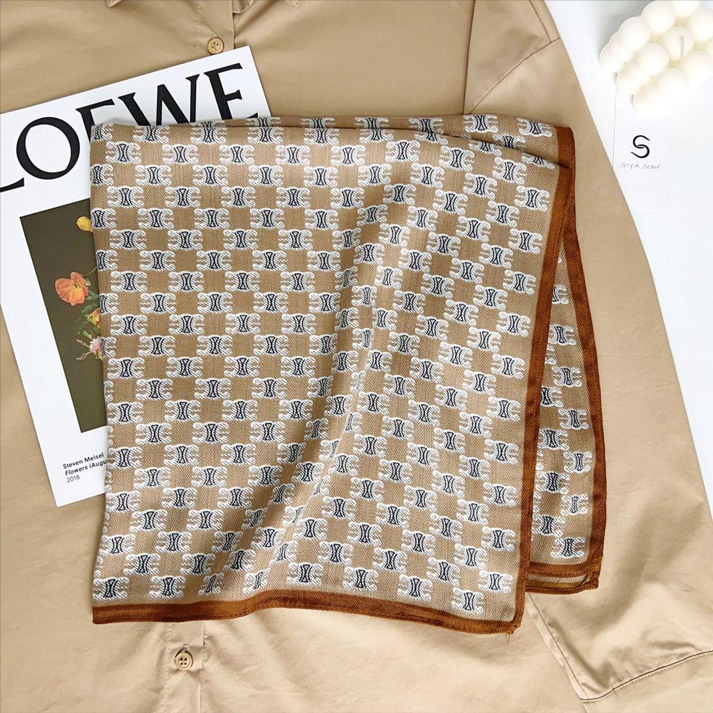 Korean Style Silk Square Scarf with Butterfly & Flower Print - Women's Fashion Accessory, Neck Tie, or Hair Scarf - Ideal Mother's Day Gift