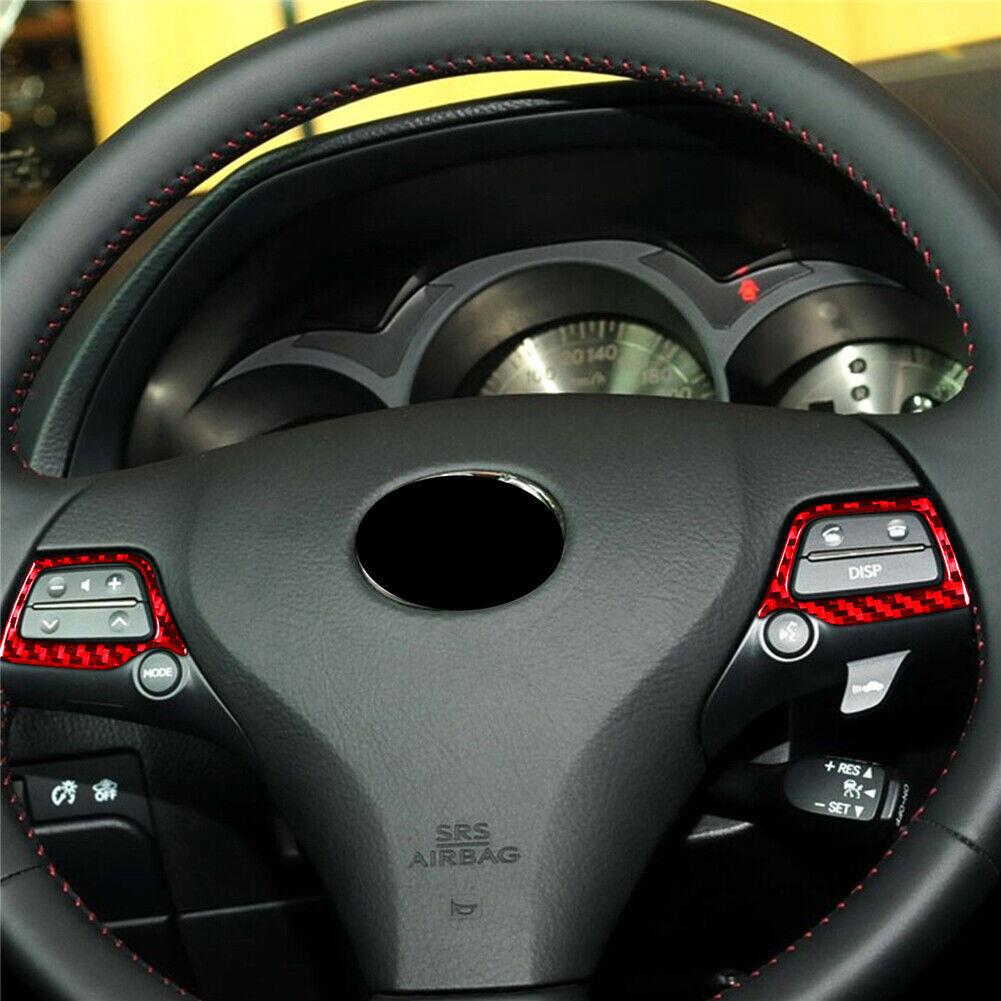 2Pcs Red Carbon Fiber Steering Wheel Button Cover Trim For Lexus GS350/450h/460