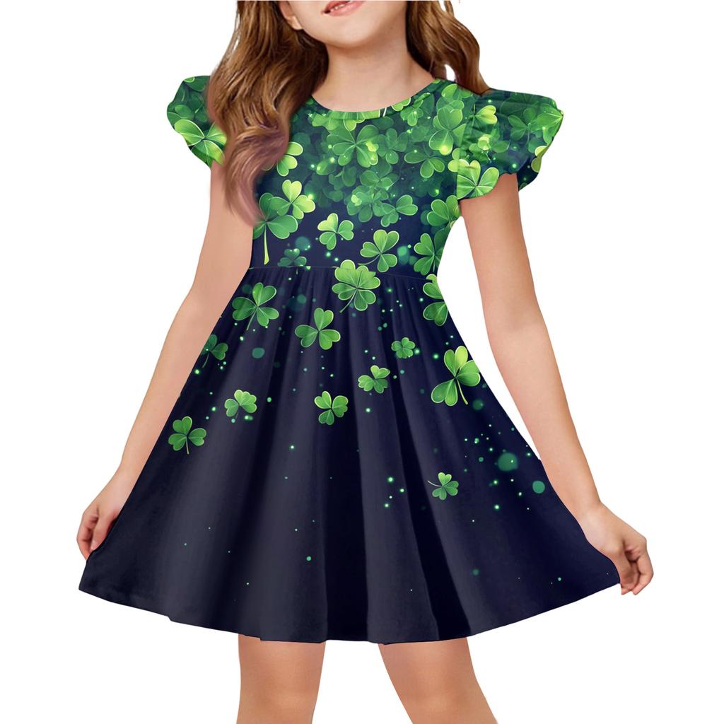 Летнее платье принцессы для девочек - А-силуэтное платье-футболка Ст. День Патрика