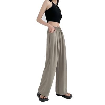 Женские брюки палаццо из ледяного шелка на лето, тонкие, с высокой посадкой, облегающие, ниспадающие, повседневные, свободного ленивого стиля, маленькие брюки Ямамото