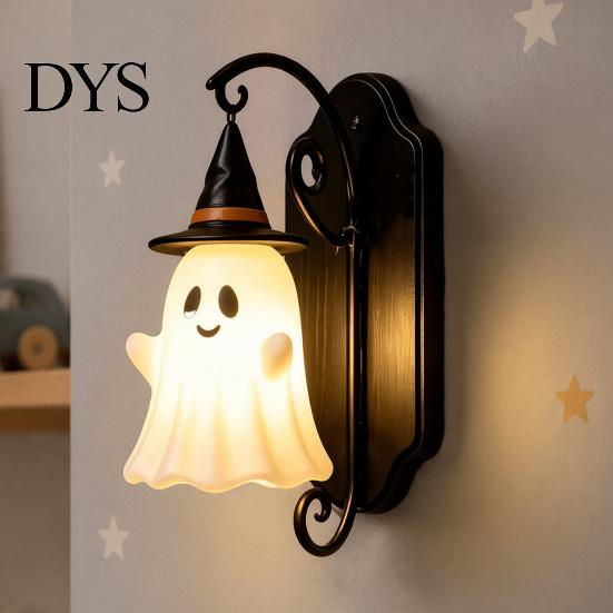 Autumn Wall Ornament Cute Ghost Light, Wizard Hat Lamp, Decorative Night Light for Kids Mount Lamp Halloween Home Hallway Entrance Bedroom Decor
