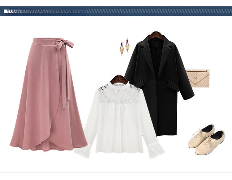 High-Waist Irregular Slit Skirts for Women - Autumn Collection, European & American Style, Plus Size, Medium To Long Length with Strappy Design