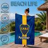 Custom Name Beach Towel Juniors FC Emblem Microfiber Beach Towel, Lightweight for Summer Travel, Swimming Pool Fan Birthday Gift