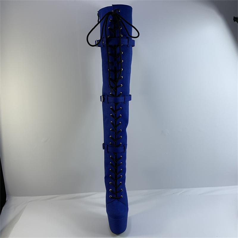 17 см осенне-зимние синие туфли с круглой головкой на очень высоком каблуке с высокой трубкой, водонепроницаемые, клейкие, однотонные, один размер подходит всем, высокие туфли-шпильки, модные