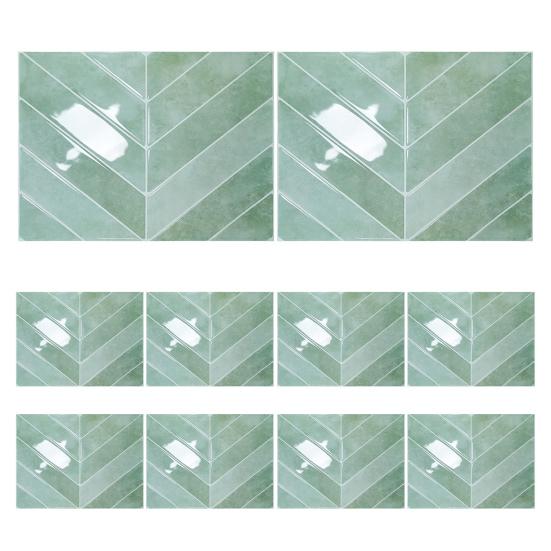 10 шт. настенных наклеек с темно-зеленым узором в виде листьев, легко наклеиваемые противоскользящие настенные наклейки для гостиной, спальни, кухни, декора