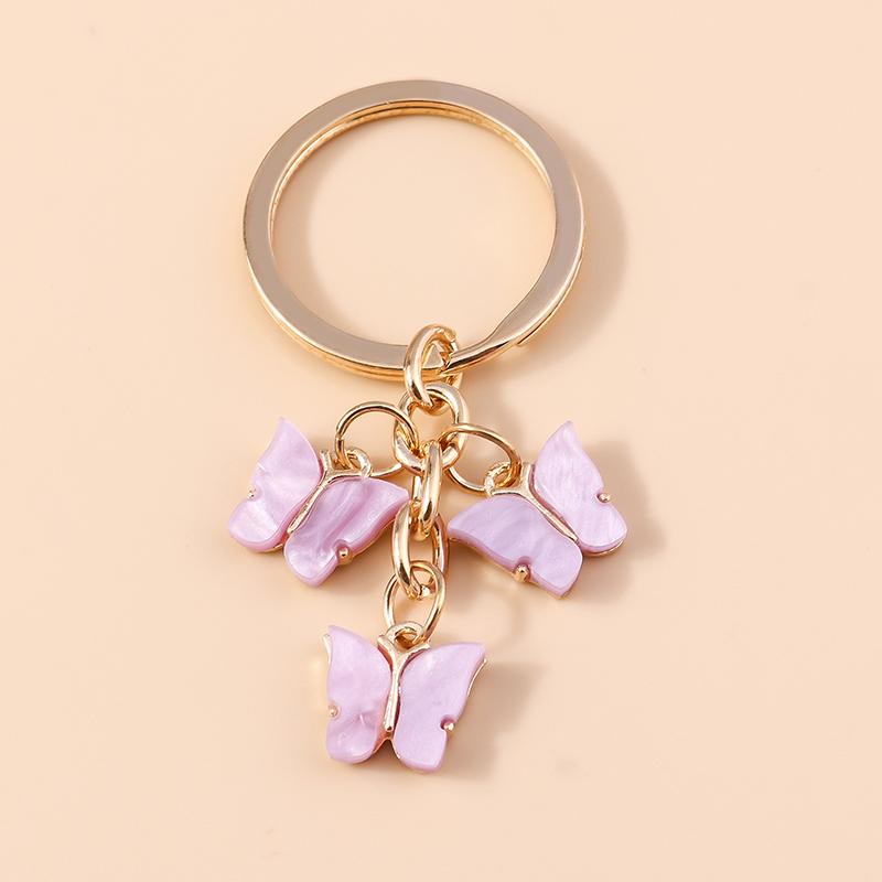 Cute Colorful Butterfly Keychains Enamel Animal Keyrings Souvenir Gift for Women Men Handbag Pendants Key Chains DIY Accessories