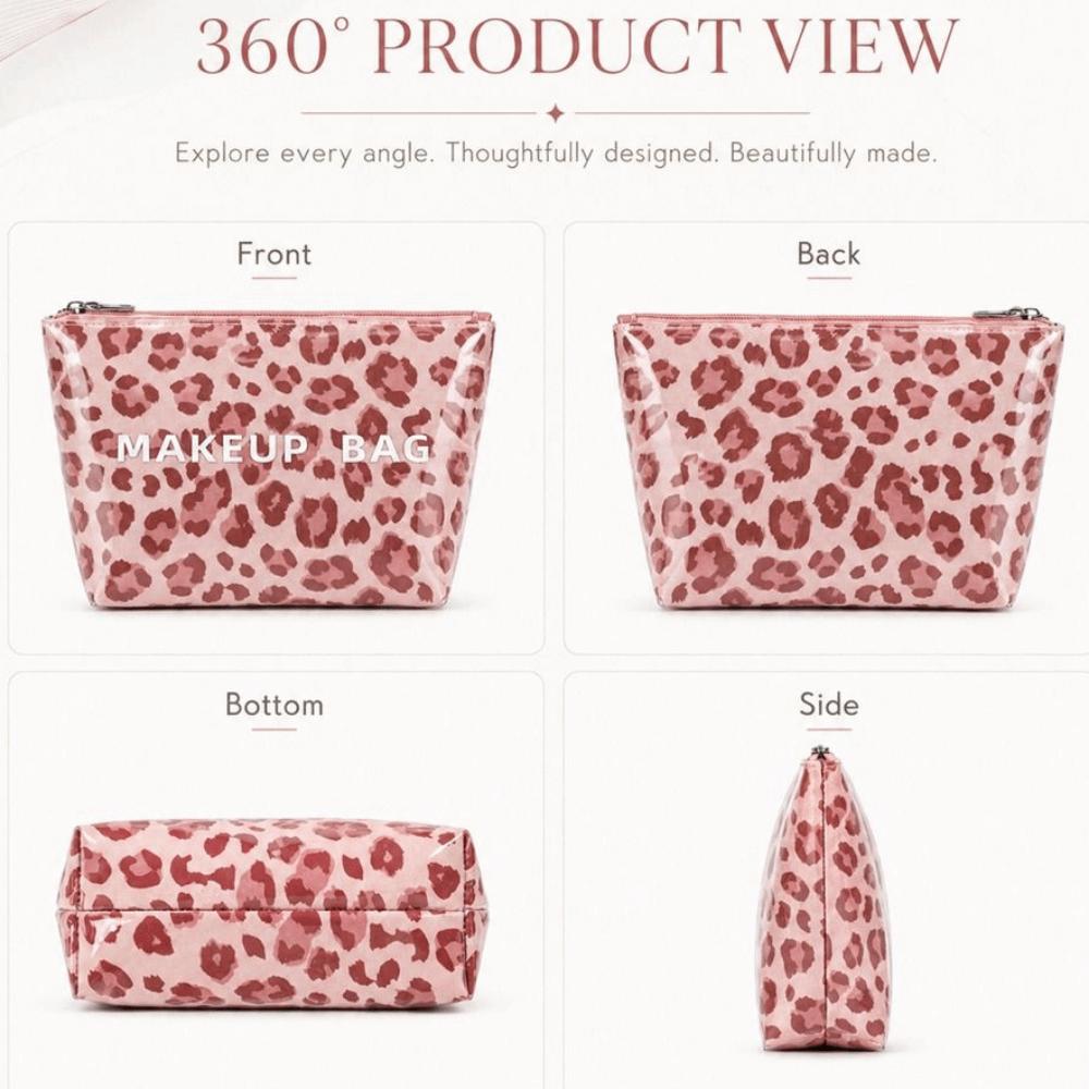 Waterproof PVC Cosmetic Bag Lightweight Toiletry Storage Bag Striped Makeup Bag Women