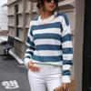 Женские модные повседневные свитера в полоску с принтом осень-зима с длинными рукавами и круглым вырезом
