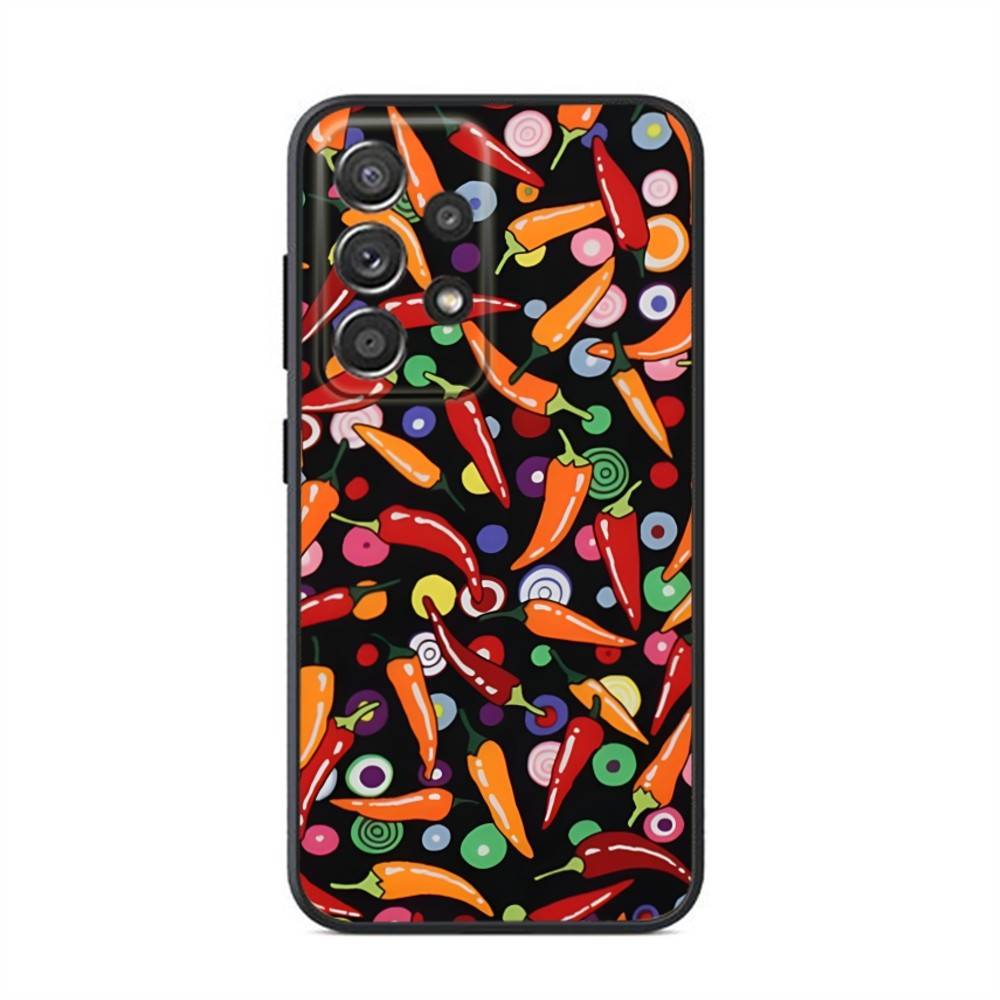 Spicy Red Chili Peppers Phone Case For Samsung S24,21,22,23,30,Ultra,20,Plus,Note,10,9,Black soft silicone case