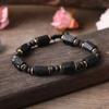 Single Layer Woven Bracelet 811MM Cut Cylindrical Natural Black Tourmaline Bracelet