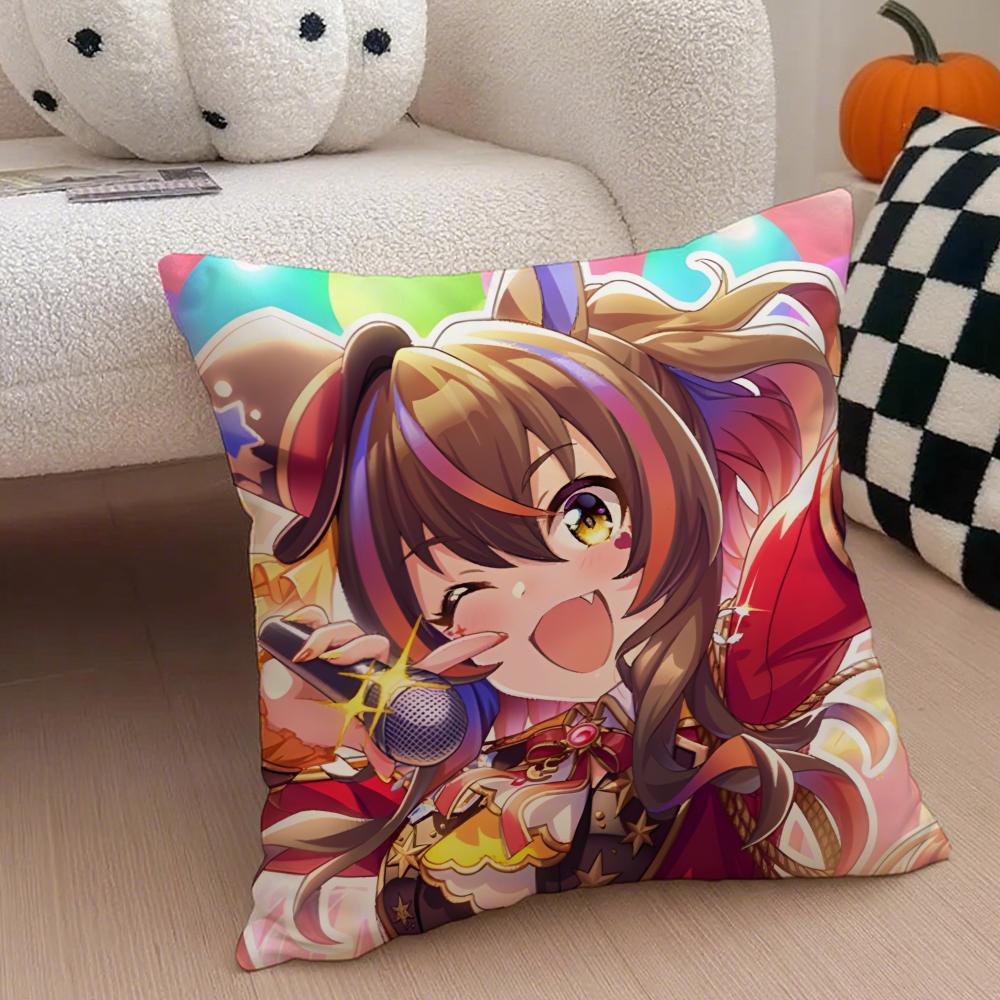 Cheerful  Anime UUmamusume Pretty Derby Cushion Cover Throw Pillow Cover Hidden Button Durable Polyester Chair Cushion