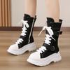 Женские ботинки ZOKI Canvas на толстой платформе, осенние ботинки 2024 года на шнуровке и молнии, женские мотоциклетные ботинки с толстой подошвой и нескользящей подошвой
