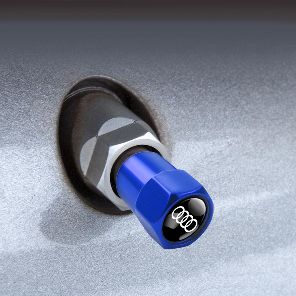 4Pc Car Wheel Tire Valve Stem Caps Accessories For Audi Sportback A5 Sline Quattro A3 A6 A8L Q5 RS3 A7 R8 S3 8P Q3 Q8 B7 A2 Q6