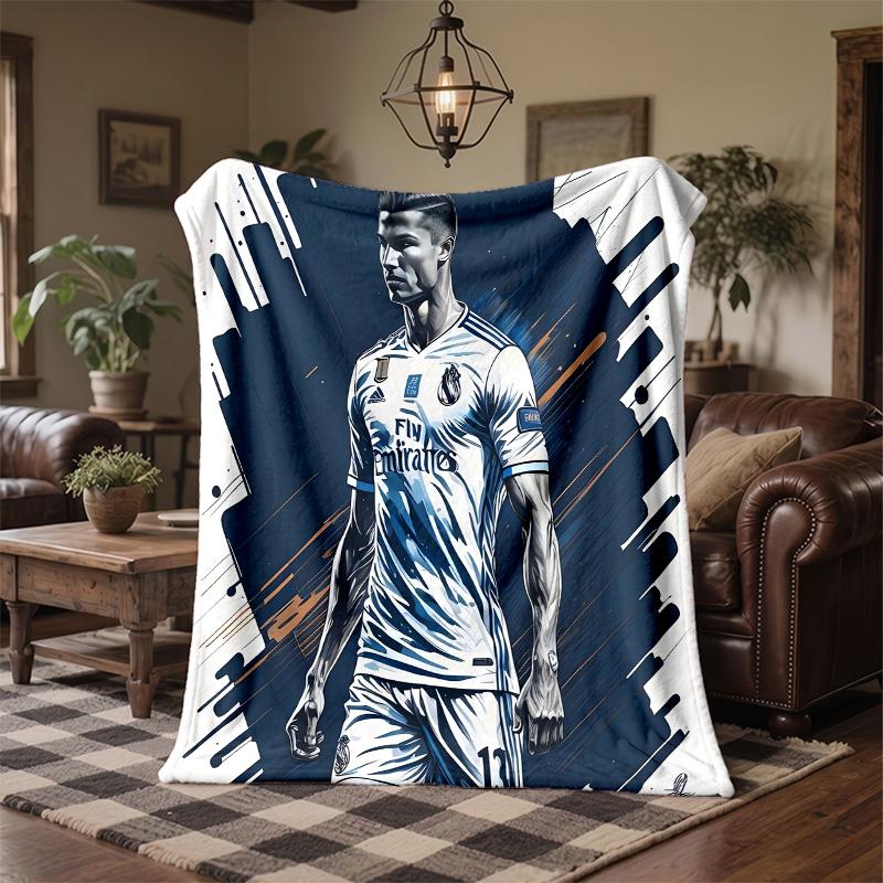 Cristiano Ronaldo Print Flannel Blanket Soft Warm Sofa Bed Throw Blanket For Home Office Bedroom